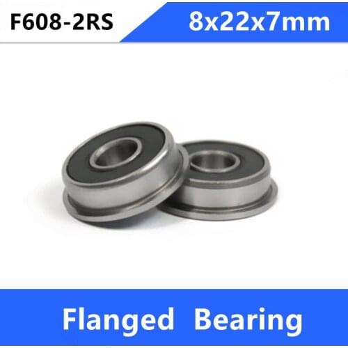 100pcs/lot F608-2RS F608RS F608 2RS 8x22x7 mm rubber sealed Miniature flanged deep groove ball bearings 8*22*7 mm