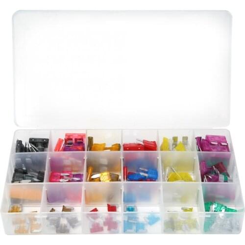 165 Pcs Mixed Blade Fuse 1A 2A 3A 4A 5A 7.5A 10A 15A 20A 25A 30A 35A 40A Medium Small Size Aluminum Car Fuse Assortment Kit