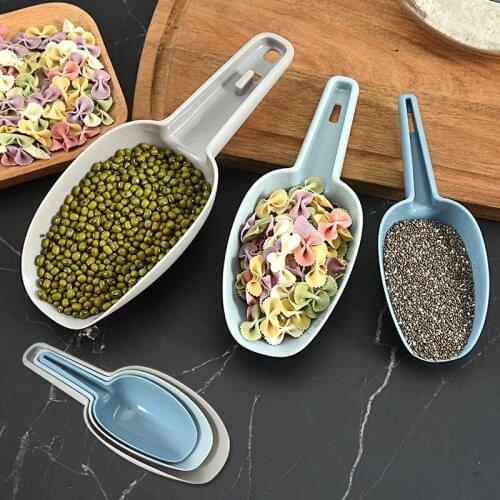 3pcs Plastic Kitchen Food Measuring Scoop Set Flour Ice Cube Shovel Buffet Bar Tools Candy Sugar Ice Scoopers Home Supplies