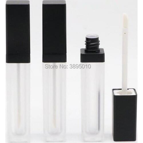 6ml square shape frosted lip cream tube lip gloss with black lid for lip oil/lip gloss cosmetic packing F259