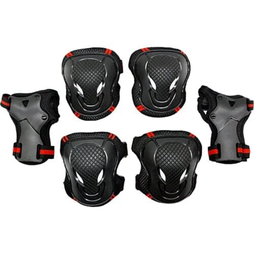 6 pcs 3 Size Red Alien Riding Protective Gears Knee Elbow Wrist Pads for Bicycle Roller Skating Electric Scooter Outdoor Sports
