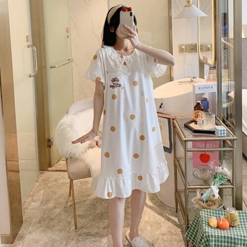 889# Summer Thin Cotton Maternity Nursing Night Dress Cartoon Loose Feeding Sleepwear for Pregnant Women Sweet Pregnancy Home