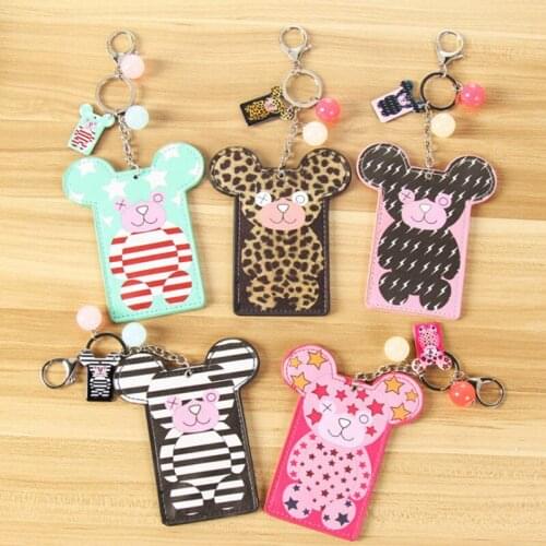 Cute Bear card case Key holder Bank Credit Card Holders Card Bus ID Holders Identity Badge with Cartoon Kid Birthday Gift