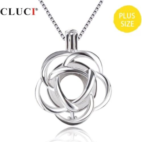 CLUCI 925 Sterling Silver Charms Pendant for Women Jewelry Rose Flower Cage Pendant Locket for 10-14mm Pearl SC371SB
