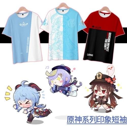 Genshin Impact Anime Peripheral T-shirt Short Sleeve Japanese Style Two dimensions Ganyu Students Casual Clothes