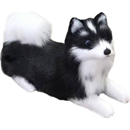 Simulation dog decoration toys simulation husky dog sleeping dog model dog Black prone Husky Christmas gifts for Kids boys girls