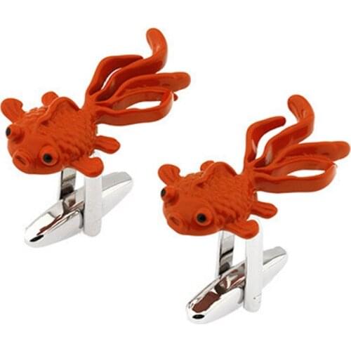 Red Goldfish Cufflinks Mens Unisex French Shirt Buttons Personality Trendy High-quality Cartoon Animal Paint Cuff Links Gifts