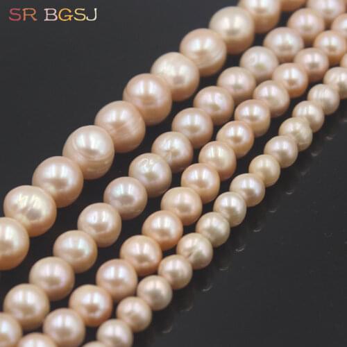 Free Shipping 6 8 10 12 14mm Pink Genuine Natural Freshwater Round Pearl Beads 14inch