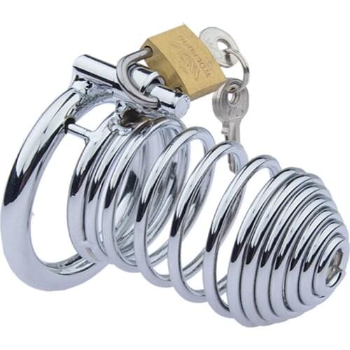 Metal Penis Cage Cock Rings Sleeve Cbt Bondage Chastity Lock Device Sex Toys For Men Adult Erotic Male Chastity Cage BDSM CB6000
