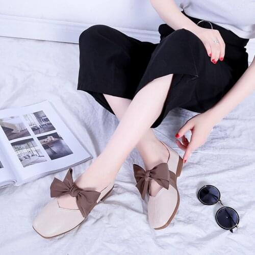 2020 Woman New Bow Shoes Casual Pointed Toe Flats Shoes for Women Flats Comfortable Shallow Slip on Women Single Shoes U19-22