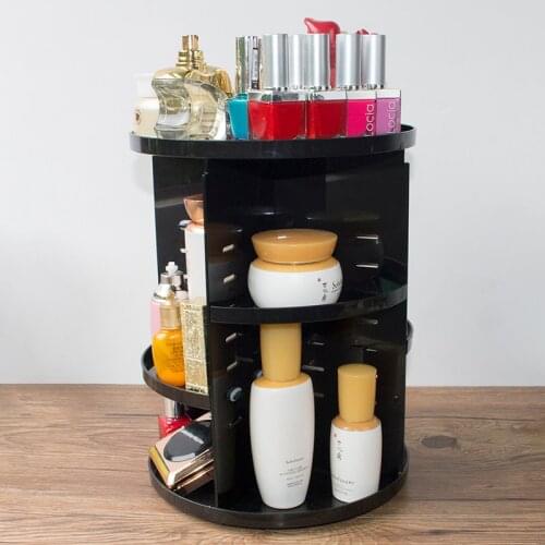 Fashion 360-degree Rotating Makeup Organizer Box Brush Holder Jewelry Organizer Case Jewelry Makeup Cosmetic Storage Box