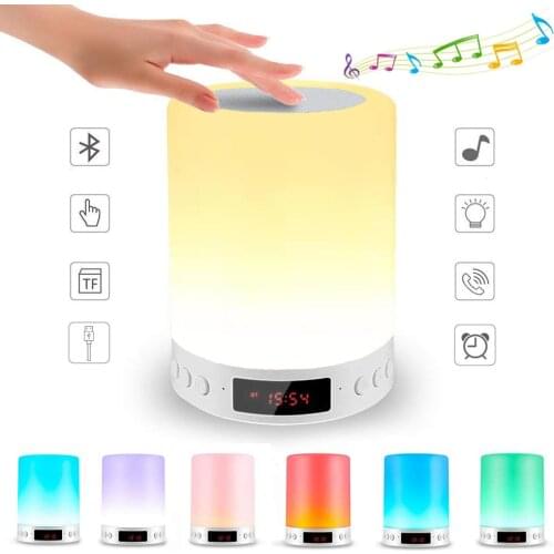 Night Light Bluetooth Portable Wireless Touch Control Color LED Speaker Bedside Outdoor Table Lamp TF Card Supportedrechargeable