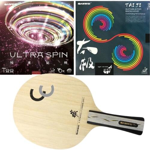 Pro Combo Racket Sanwei CC (5+2 Carbon, OFF++) with Professional Rubber TAIJI Light T88 ULTRA SPIN Finished Racket
