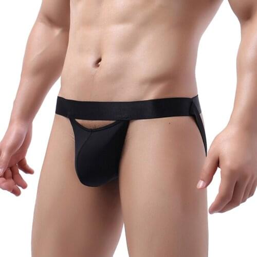 Sexy Mens Thong G-string Jock Strap Ice Silk Ultra-thin Sissy Gay Panties String Lingerie Open Butt Underwear Quick Dry Thongs