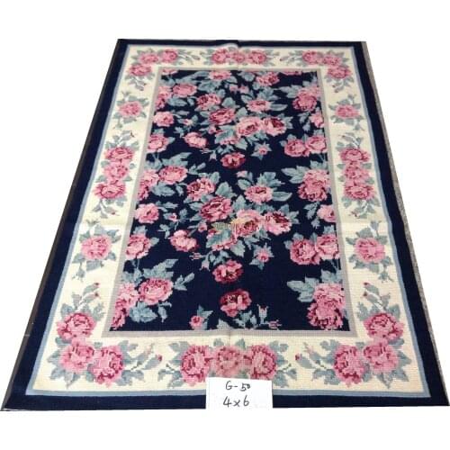 Hand-woven Needle Tip 100% Wool Carpet Gorgeous Needle-point Carpet Various Flower Decorative Needlepoint Art Carpet