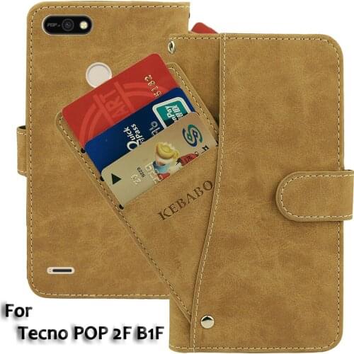 Vintage Leather Wallet Tecno POP 2F B1F Case 5.45" Flip Luxury Card Slots Cover Magnet Stand Phone Protective Bags