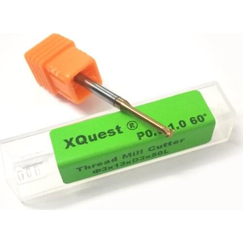 XQuest Tin Solid Carbide Thread Mill Cutters 3mm Pith 0.5 to 1mm CNC machine Single Teeth Milling Cutter P0.5-1.0mm 50L