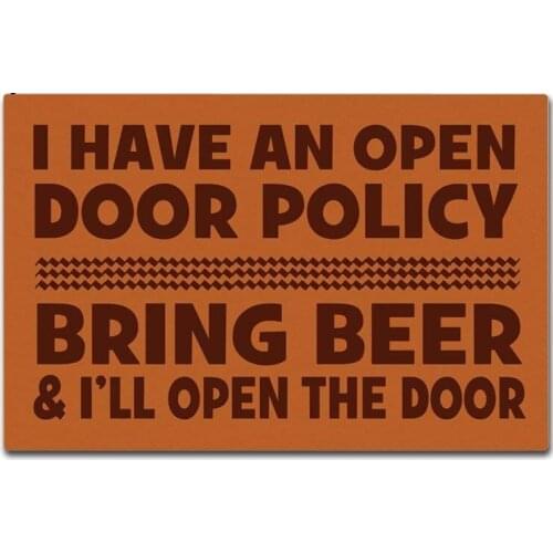 Funny Entrance Mat Indoor Outdoor Doormat Decorative Floor Mat Rubber Machine Washable I Have An Open Door Policy Bring Beer