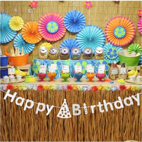 1pcs 3M Length Paper Happy Birthday Letter Lahua Banner Celebrate Baby Birthday Decoration Party Flag Deco