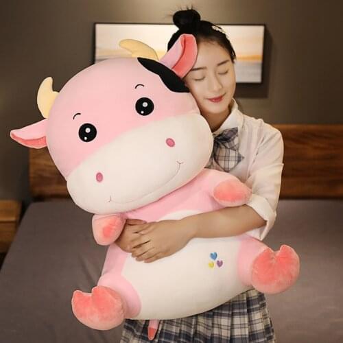 1pc 55/75CM 4 Colors Cute Sitting Cattle Plush Toys Lovely CushionAnimal Soft Cow Dolls Stuffed Pillow Baby Girls Birthday Gifts