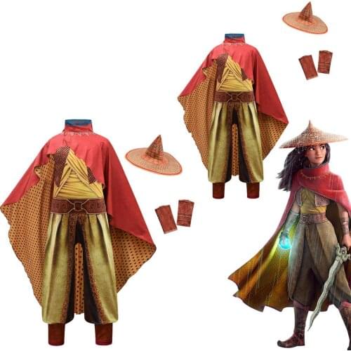 2021 Movie Raya and The Last Dragon Kids Cosplay Legend Halloween Costume Raya Bodysuit Fancy Set Childrens Performance Outfit
