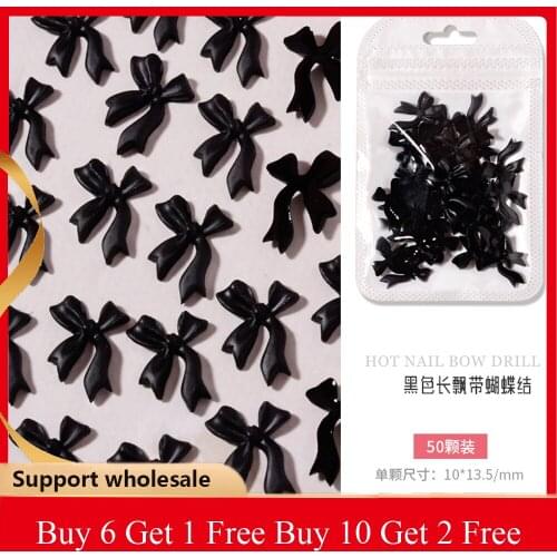 3D Black White Bow Tie Romantic Ladies Resin Nail Decorations Three-Dimensional Ribbon Polishing Jewelry DIY Nail Art Design