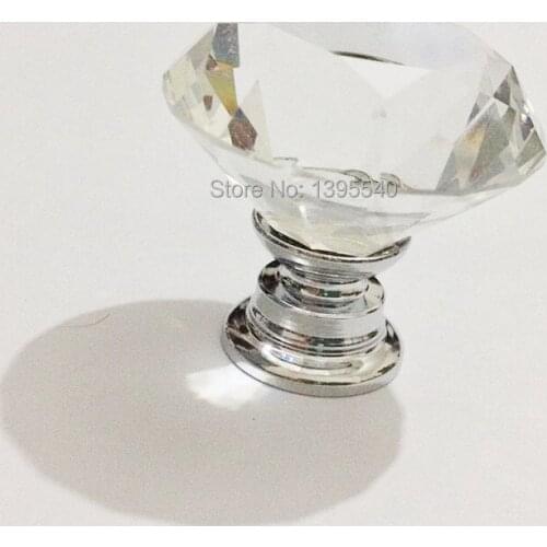 New 5pcs 30mm K9 Crystal Cabinet Drawer Knobs Diamond Shape Cabinet Handles Furniture Hardware Knobs Wardrobe Closet Pulls Bars