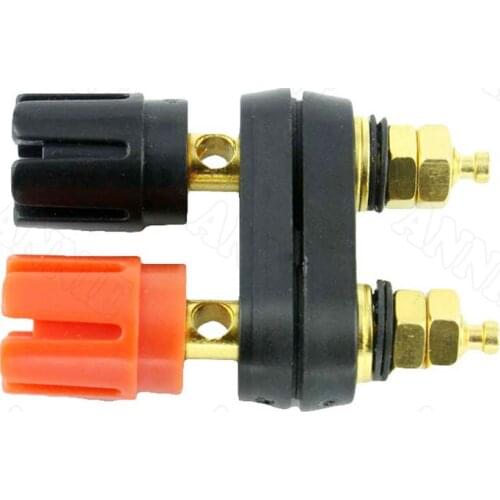 50pcs/lot Speaker Amplifier Red Black Double Coupling Wire Terminal Gold Plated Banana Plug Connector