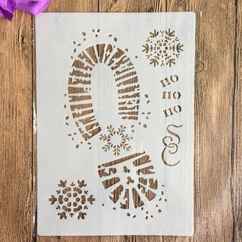 A4 29 *21cm Santa Shoe Print DIY Stencils Wall Painting Scrapbook Coloring Embossing Album Decorative Paper Card Template,wall