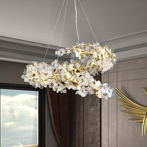 Art designer luxury villa chandelier modern lighting gold led hanging living room bedroom light fixture