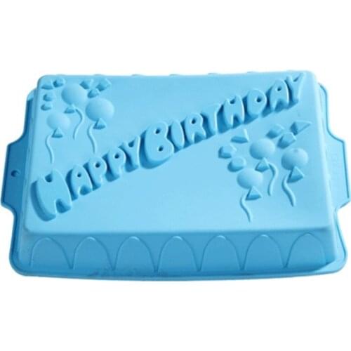 Big Rectangle Happy Birthday Silicone Cake Mold Bakeware Form For Cake Bakery Kitchen Accessories Bake Tools 34*23*4.5cm E066
