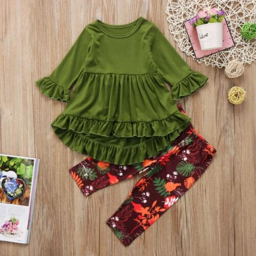 Boutique Toddler Kids Baby Girls Clothes Dress Tops Floral Pants Leggings Outfits Clothes Children Set 2-7T