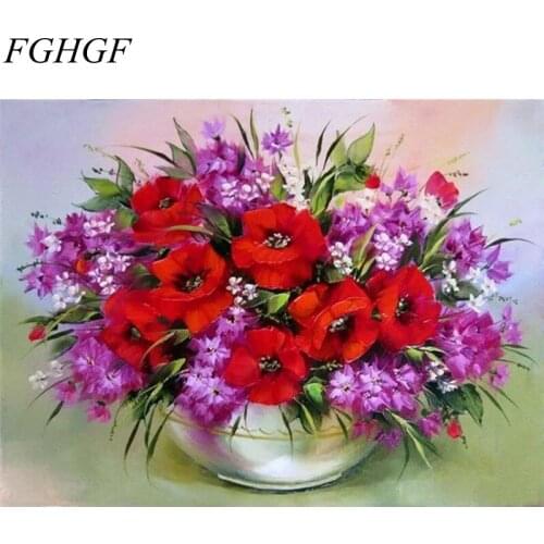 FGHGF Frameless wall picture painting by numbers hand painted canvas art oil painting home decor flower