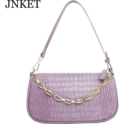 JNKET New Fashion Crocodile Pattern Baguette Bags PU Leather Shoulder Bags Women Handbag Tote Bags