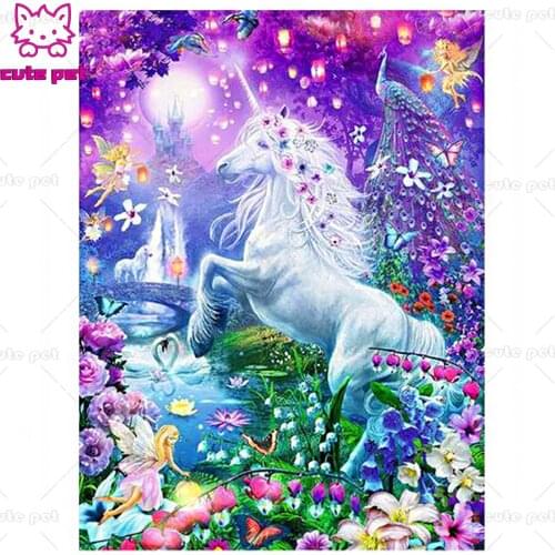 5D full Unicorn fairy forest diy diamond painting square round drill mosaic embroidery rhinestone diamond picture art wall decor