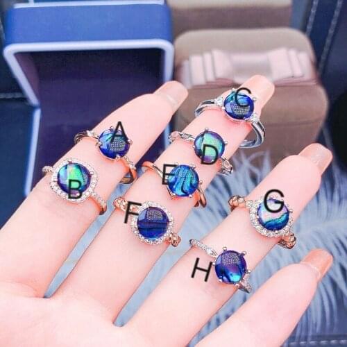 S925 Sterling Silver Natural Blue Shell Egg Noodles Ring Emerging Accessories Exquisite Luxury Color Charm Party Engagement