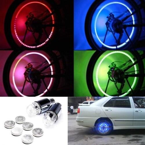 For Bike Bicycle Motorcycle Car Auto Wheel Tire Air Valve Caps Cover LED Light Tyre Cap Decoration Smart Sensor Lamp 2Pcs