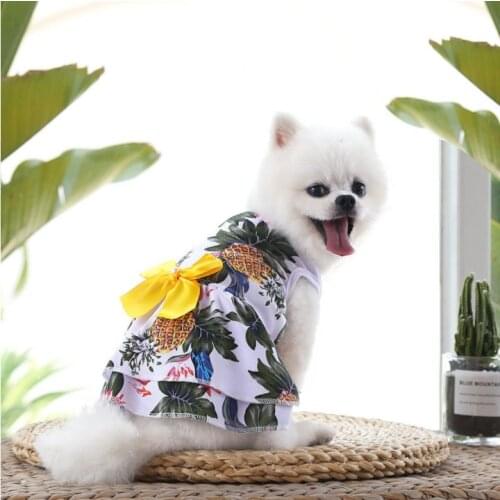 Summer Small Floral Dog Dress Bow Princess Dog Dress For Dogs Skirt Spring Princess Dog Wedding Dresses York Clothes Pet Dress