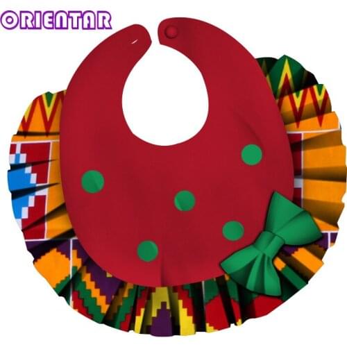 Cute African Bib Necklace for Baby Kids African Print Cotton Round Pleated Newborn Bibs African Baby Clothes Decoration WYB432