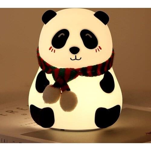 Cartoon Colorful Touch Sensor Panda Night Light Silicone Table Lamp Creative Childrens Bedroom Bedside Colorful Atmosphere Lamp