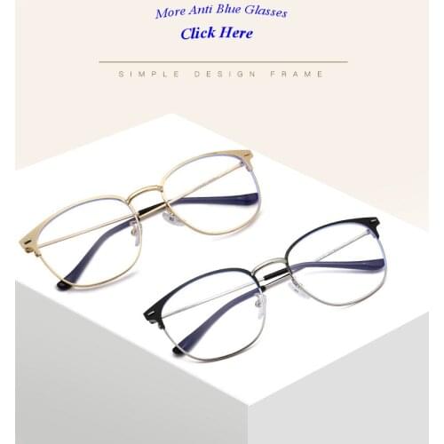 Big Metal Elastic Half Rim Screen Anti Blue Light Filter Glasses Women Men Frame