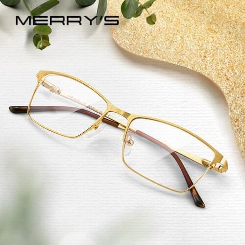 MERRYS DESIGN Alloy Optical Glasses 2019 Square Myopia Prescription Eyeglasses Frame Men Metal Eyewear Spectacles S2041