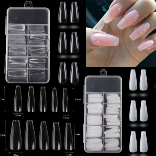 100/500 pieces of false nail tips ballerina full coverage long coffin false nails DIY manicure fake nails