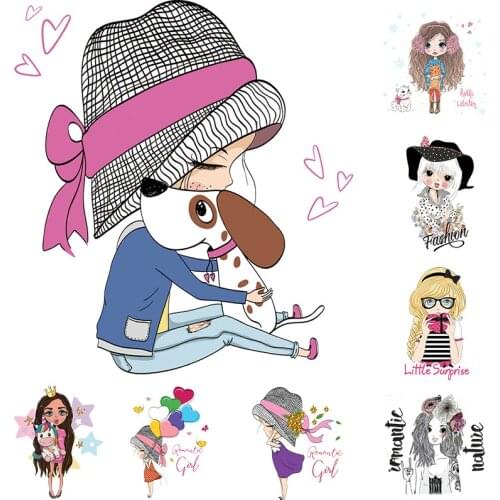 Cute Girl Clothes Stickers on Clothing Washable Heat-Transfer Iron on Transfers For Clothing Stickers Prints on Clothes Stripe