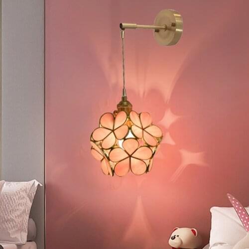 Flower Petal Art Tiffany Wall Lamp Indoor Nordic Home Decor for Bedroom Living Room Mirror Lights Sconce Copper Lighting Fixture