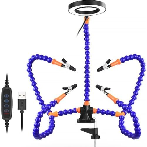 Table Clamp Soldering Helping Hand Third Hand Tool Soldering Station USB 3X Illuminated Magnifier Welding Repair Tool