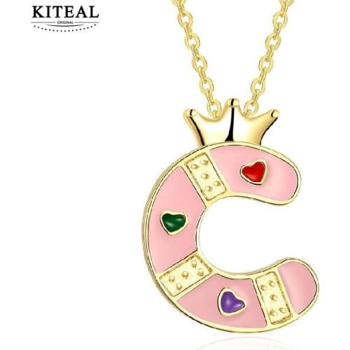 KITEAL New Sale Gold color necklaces pendants alphabets letter collares populares collier plastron