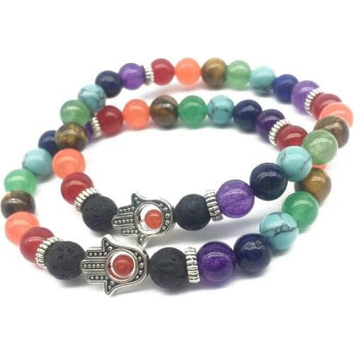 New Arrived Women Men Beaded Bracelet Hand of Fatima Design With Colorful Beads Give You Luck And Happiness Dropshipping