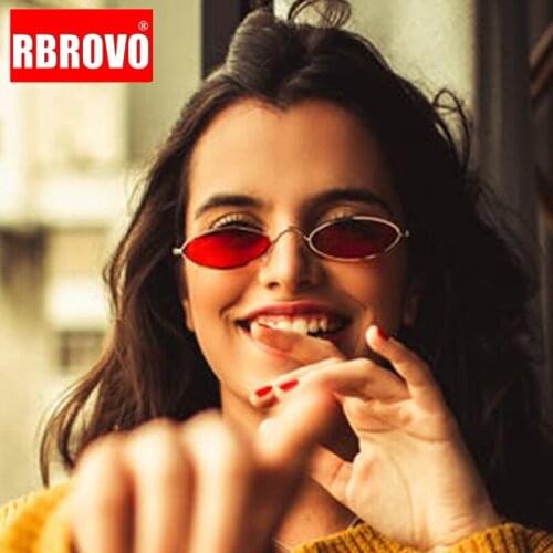 RBROVO 2021 Oval Ocean Lens Sunglasses Women Brand Designer Mirror Small Frame Glasses Alloy Oculos De Sol Feminino UV400
