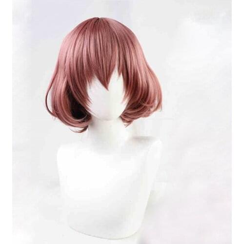 2021 New Anime High-Rise Invasion Maid-fuku Kamen Cosplay Wig Red Brown Short Heat Resistant Hair Maid Mask Wigs + Wig Cap